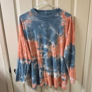 We The Free Blue and Orange Tie-Dye Long Sleeve Tee